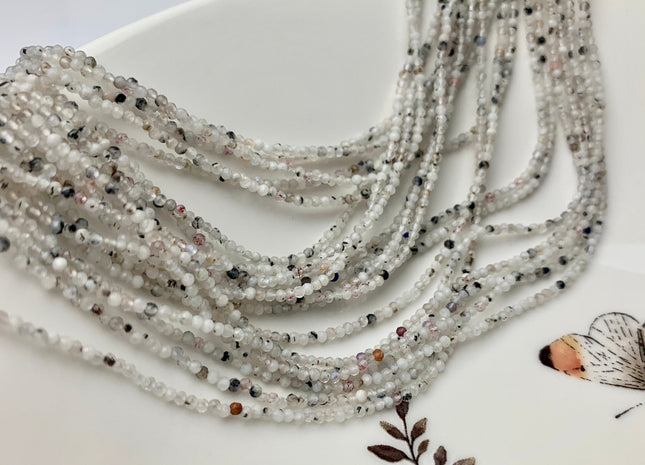 2 mm 2.5 mm Faceted Round Tiny Mixed Color Quartz Gemstone Beads Genuine Natural Quartz Gemstone Loose Beads 15.5 Inches Strand #2639