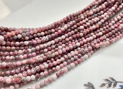 BEST DEAL 2.5 mm Faceted Round Tiny Pink Rhodonite Gemstone Beads Genuine Natural Pink Rhodonite Loose Beads 15.5 Inches Strand #2635