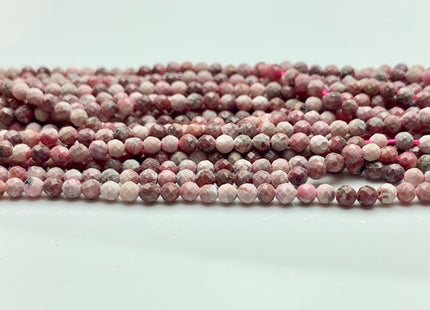BEST DEAL 2.5 mm Faceted Round Tiny Pink Rhodonite Gemstone Beads Genuine Natural Pink Rhodonite Loose Beads 15.5 Inches Strand #2635