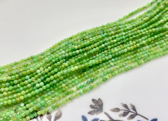 BEST DEAL 2 mm Faceted Round Tiny Green Garnet Gemstone Beads Genuine Natural Green Garnet Loose Beads 15.5 Inches Strand #2633