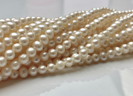 5 mm AA Large Hole Natural White Semi Round/Potato Freshwater Pearls Beads Hole Size 1.2 mm Genuine Large Hole Freshwater Pearls #1806
