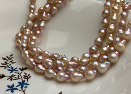 6.5-7x8.5mm AAA Natural Pink Edison Baroque Freshwater Pearl Tear Drop Shape Beads Genuine High Luster Natural Pink Edison Pearls #1808