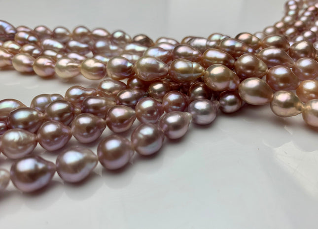 7-8x8-14 mm AA Rare Natural Mauve Edison Baroque Freshwater Pearl Beads Genuine High Luster Natural Multi Mauve Pink Edison Pearls #1809