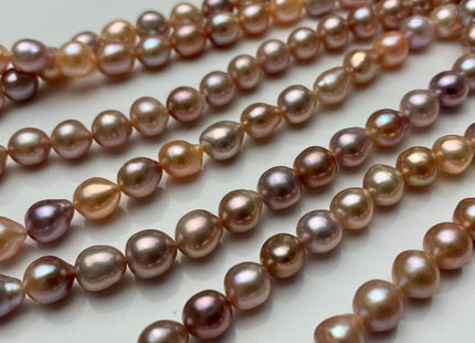 7-8 mm AAA Natural Multi Mauve Pink Edison Baroque Freshwater Pearl Beads Genuine High Luster Mauve Pink Edison Baroque Pearls  #1811