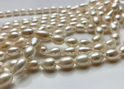 7x8-11 mm AAA Half Strand Natural White Tear Drop Shape Freshwater Pearl Beads Genuine High Luster Tear Drop Shape Freshwater Pearls #1824