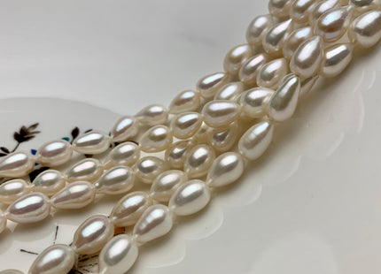7x8-11 mm AAA Half Strand Natural White Tear Drop Shape Freshwater Pearl Beads Genuine High Luster Tear Drop Shape Freshwater Pearls #1824