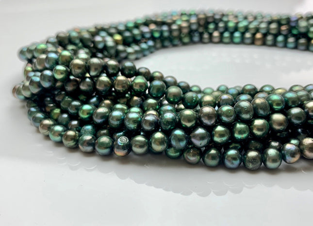 5-6 mm Olive Green Color Potato Freshwater Pearl Beads Genuine High Luster Green Color Freshwater Pearls #1906