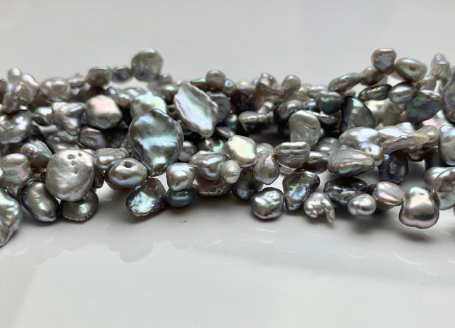7x8-10x17 mm AA High Luster Gray Color Keshi Paddle Freshwater Pearl Beads Top Drilled High Luster Dancing Keshi Pearls #1816