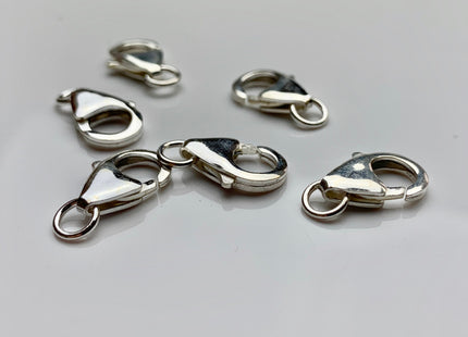 15 mm .925 Sterling Silver Lobster Clasp with Jump Ring, Sterling Silver Findings Clasp, Silver Lobster Clasp with Ring (428-SCL15)