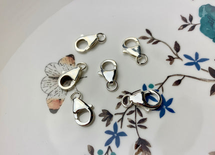 15 mm .925 Sterling Silver Lobster Clasp with Jump Ring, Sterling Silver Findings Clasp, Silver Lobster Clasp with Ring (428-SCL15)