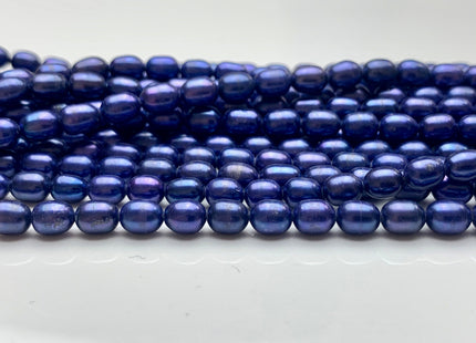 5x7 mm Blue Purple Rice / Oval Freshwater Pearl, Genuine Freshwater Pearls, Blue Purple Rice Cultured Freshwater Pearls #450