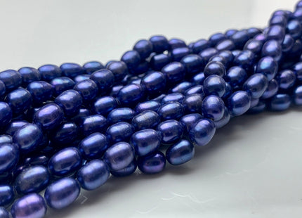 5x7 mm Blue Purple Rice / Oval Freshwater Pearl, Genuine Freshwater Pearls, Blue Purple Rice Cultured Freshwater Pearls #450
