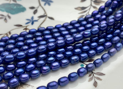 5x7 mm Blue Purple Rice / Oval Freshwater Pearl, Genuine Freshwater Pearls, Blue Purple Rice Cultured Freshwater Pearls #450