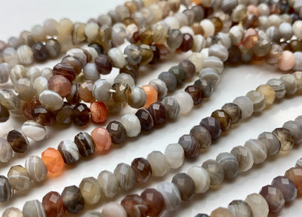 2x3mm 3x4mm 4x6mm AAA Natural Color Faceted Rondelle Gray Botswana Agate Gemstone Beads Natural Gray Brown Mixed Agate #2270