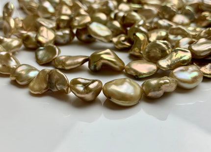 12-13 mm AA Half Strand High Luster Gold Color Keshi Nugget Freshwater Pearl Beads Center Drilled Keshi Nugget Pearls #1826