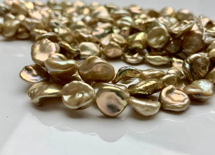 12-13 mm AA Half Strand High Luster Gold Color Keshi Nugget Freshwater Pearl Beads Center Drilled Keshi Nugget Pearls #1826