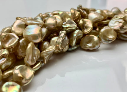 12-13 mm AA Half Strand High Luster Gold Color Keshi Nugget Freshwater Pearl Beads Center Drilled Keshi Nugget Pearls #1826