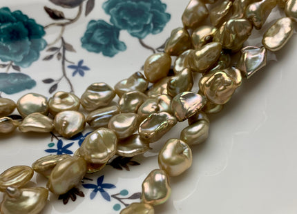 12-13 mm AA Half Strand High Luster Gold Color Keshi Nugget Freshwater Pearl Beads Center Drilled Keshi Nugget Pearls #1826