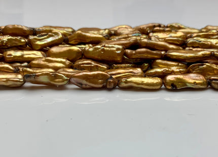 8x18 mm Copper Gold Color Biwa Stick Freshwater Pearl Beads Genuine Rare Biwa Stick Pearls #1836