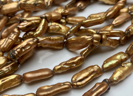 8x18 mm Copper Gold Color Biwa Stick Freshwater Pearl Beads Genuine Rare Biwa Stick Pearls #1836