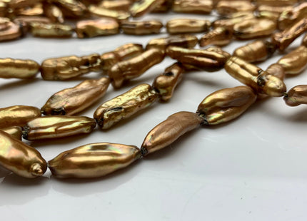 8x18 mm Copper Gold Color Biwa Stick Freshwater Pearl Beads Genuine Rare Biwa Stick Pearls #1836