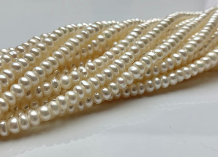 5mm AAA Large Hole Natural White Round Button Freshwater Pearls Hole Size 1.5 mm Genuine High Luster Large Hole Pearl 7.5 Inches #1844
