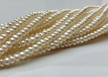 5mm AAA Large Hole Natural White Round Button Freshwater Pearls Hole Size 1.5 mm Genuine High Luster Large Hole Pearl 7.5 Inches #1844