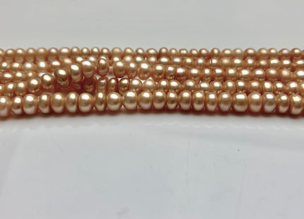 5 mm AAA Large Hole Champagne Color Round Button Freshwater Pearls Hole Size 1.5 mm Genuine Large Hole Rondelle Freshwater Pearl Beads #1845