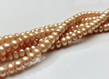 5 mm AAA Large Hole Champagne Color Round Button Freshwater Pearls Hole Size 1.5 mm Genuine Large Hole Rondelle Freshwater Pearl Beads #1845