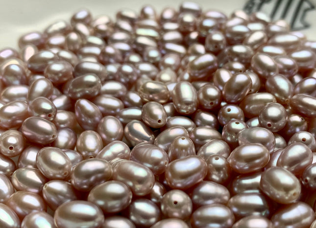 10 Pieces AAA 5.5x7-8 mm Top Quality High Luster Oval Through Drilled Freshwater Pearls Genuine Natural Mauve Pink Freshwater Pearls #1847