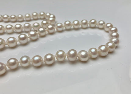 18/20/24 Inches Hand Knotted 7 mm AA Freshwater Potato Pearl Necklace With Silver/Gold Clasp #1850