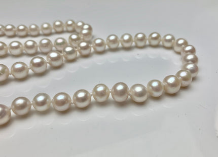18/20/24 Inches Hand Knotted 7 mm AA Freshwater Potato Pearl Necklace Natural White Freshwater Pearl Necklace With Silver Clasp #1850