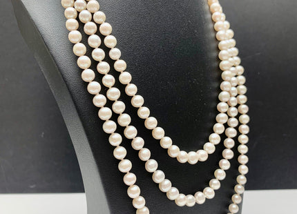 18/20/24 Inches Hand Knotted 7 mm AA Freshwater Potato Pearl Necklace Natural White Freshwater Pearl Necklace With Silver Clasp #1850