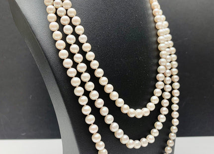18/20/24 Inches Hand Knotted 7 mm AA Freshwater Potato Pearl Necklace Natural White Freshwater Pearl Necklace With Silver Clasp #1850