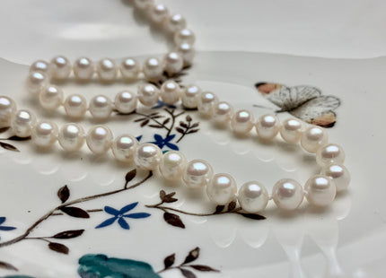18/20/24 Inches Hand Knotted 7 mm AA Freshwater Potato Pearl Necklace Natural White Freshwater Pearl Necklace With Silver Clasp #1850