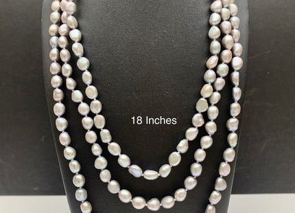 18/20/24 Inches Hand Knotted 8x10mm AAA Freshwater Potato Nugget Pearl Necklace Gray Color Genuine Pearl Necklace With Silver Clasp #1851
