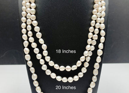 18/20/24 Inches Hand Knotted 8x10mm AA Freshwater Potato Nugget Pearl Necklace Natural White Genuine Pearl Necklace With Silver Clasp #1852