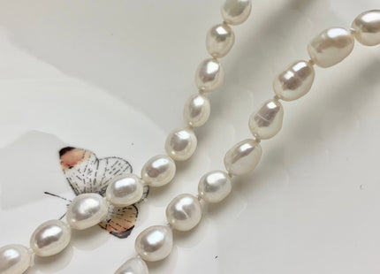 18/20/24 Inches Hand Knotted 8x10mm AA Freshwater Potato Nugget Pearl Necklace Natural White Genuine Pearl Necklace With Silver Clasp #1852