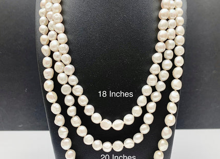 18/20/24 Inches Hand Knotted 9-10mm AA Freshwater Potato Nugget Pearl Necklace Natural White Genuine Pearl Necklace With Silver Clasp #1854