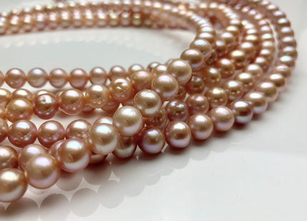 8 mm AA Natural Pink Freshwater Pearl Semi Round Freshwater Pearl Beads Genuine Natural Color Near Round Freshwater Pearls #1855