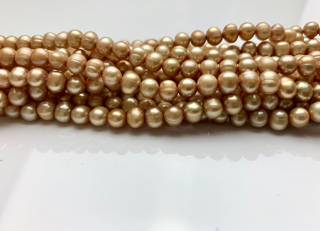 6-7 mm Champagne Color Potato Freshwater Pearl Beads Genuine Champagne Freshwater Pearls #1909