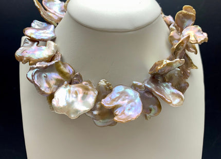 One-Of-A-Kind 25x35 mm AAA Rare HUGE Keshi Freshwater Pearl Beads Genuine Natural Gold Seaweed Mauve Pink Freshwater Keshi Pearls #1860