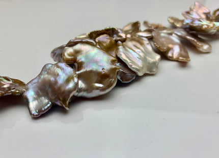One-Of-A-Kind 25x35 mm AAA Rare HUGE Keshi Freshwater Pearl Beads Genuine Natural Gold Seaweed Mauve Pink Freshwater Keshi Pearls #1860