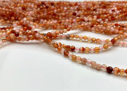 WHOLESALE 3 mm Faceted Round Orange Pink Color Agate Gemstone Beads Genuine Agate Gemstone Loose Beads 14 Inches #2463