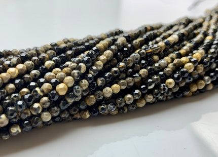 WHOLESALE 3 mm Faceted Round Mixed Champagne Black Agate Gemstone Beads Genuine Agate Gemstone Loose Beads 14 Inches #2464