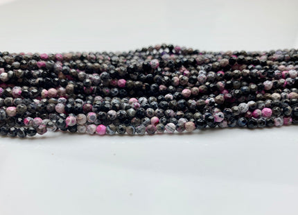 WHOLESALE 3 mm Faceted Round Multi Pink Purple Black Agate Gemstone Beads Genuine Agate Gemstone Loose Beads 14 Inches #2468