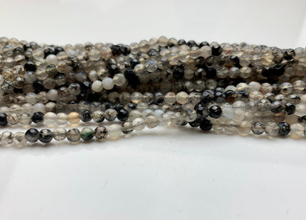 WHOLESALE 4 mm Faceted Round Dragon Vein Agate Gemstone Beads Genuine Agate Gemstone Loose Beads 14 Inches #2469