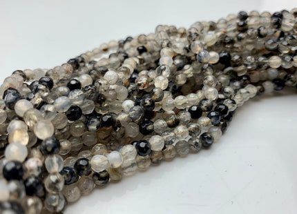 WHOLESALE 4 mm Faceted Round Dragon Vein Agate Gemstone Beads Genuine Agate Gemstone Loose Beads 14 Inches #2469
