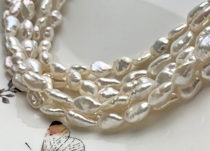 6-7x12-13 mm AA Natural White Keshi Freshwater Pearls Beads Genuine High Luster Rice Nugget Shape Keshi Freshwater Pearl Beads #1922