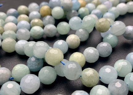 10 mm Multi Color Faceted Round Aquamarine Gemstone Beads Genuine Natural Multi Color Aquamarine Gemstone Loose Beads 15.5 Inches #2643
